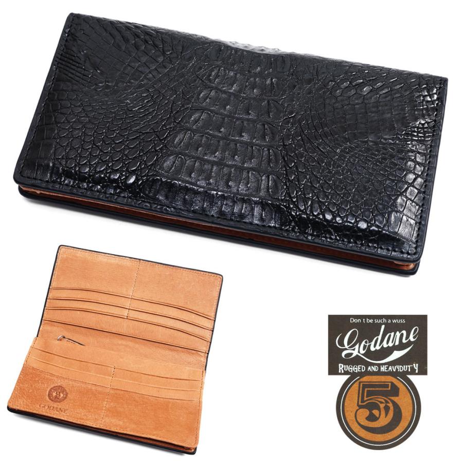 長財布 メンズ 本革 GODANE ゴダン カイマン ワニ革 長サイフ