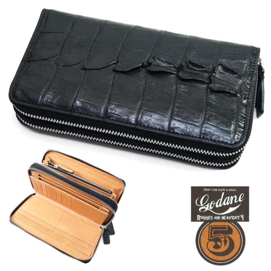 ラウンドファスナー 長財布 メンズ 本革 GODANE ゴダン カイマン ワニ