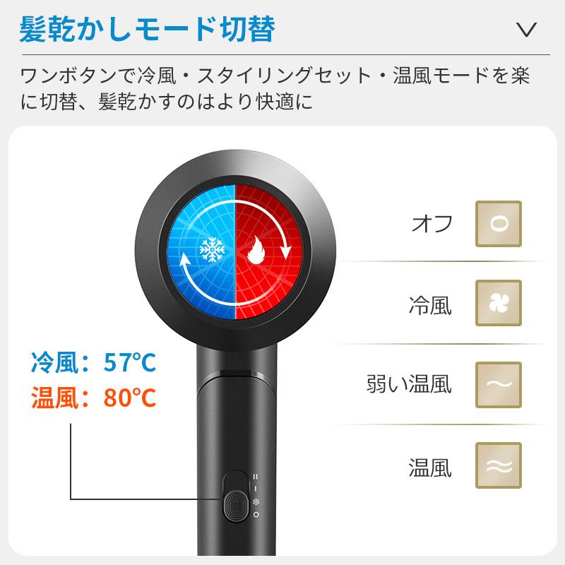 ドライヤー  おすすめ ヘアドライヤー 3段階風速 大風量 冷熱風 低騒音 速乾 過熱防止 軽量 恒温 温度調整 1500W 回転式折畳み ギフト(B1D090FHe) | Yihai | 14