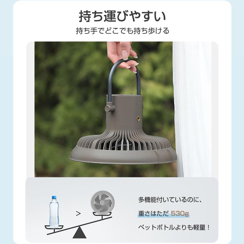 扇風機 アウトドア 卓上 三脚 3段階風量 LEDライト2段階充電式 2モード 静音 強力 送風 ledライト 卓上 壁掛け 吊り下げ 上下 省エネ  換気(B1F30DSBa) | ブランド登録なし | 18