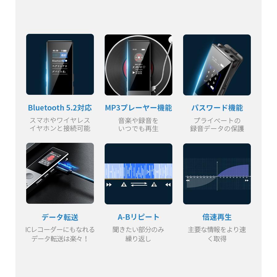 「クーポンで3942円」ボイスレコーダー 小型 icレコーダー 64GB 録音機 ワンボタン録音 Max270時間録音 ブルートゥース通話自動録音 超小型 超軽量 遠距離録音 | ブランド登録なし | 03