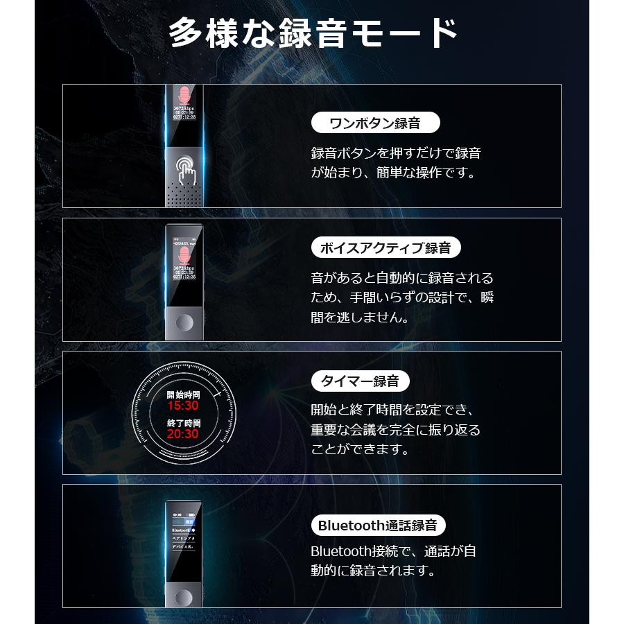 「クーポンで3942円」ボイスレコーダー 小型 icレコーダー 64GB 録音機 ワンボタン録音 Max270時間録音 ブルートゥース通話自動録音 超小型 超軽量 遠距離録音 | ブランド登録なし | 05