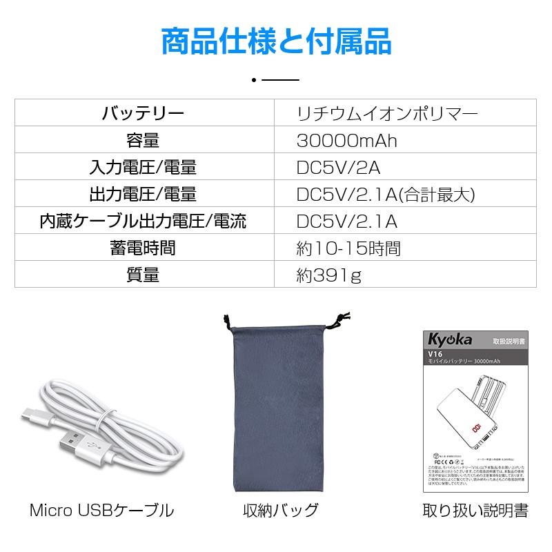 モバイルバッテリー 30000mAh 大容量 軽量 LEDライト 急速充電器 Max2.1A USB充電器 スマホ 電池 バッテリー 携帯充電器 持ち運び iPhone/iPad/Android対応 |  | 19