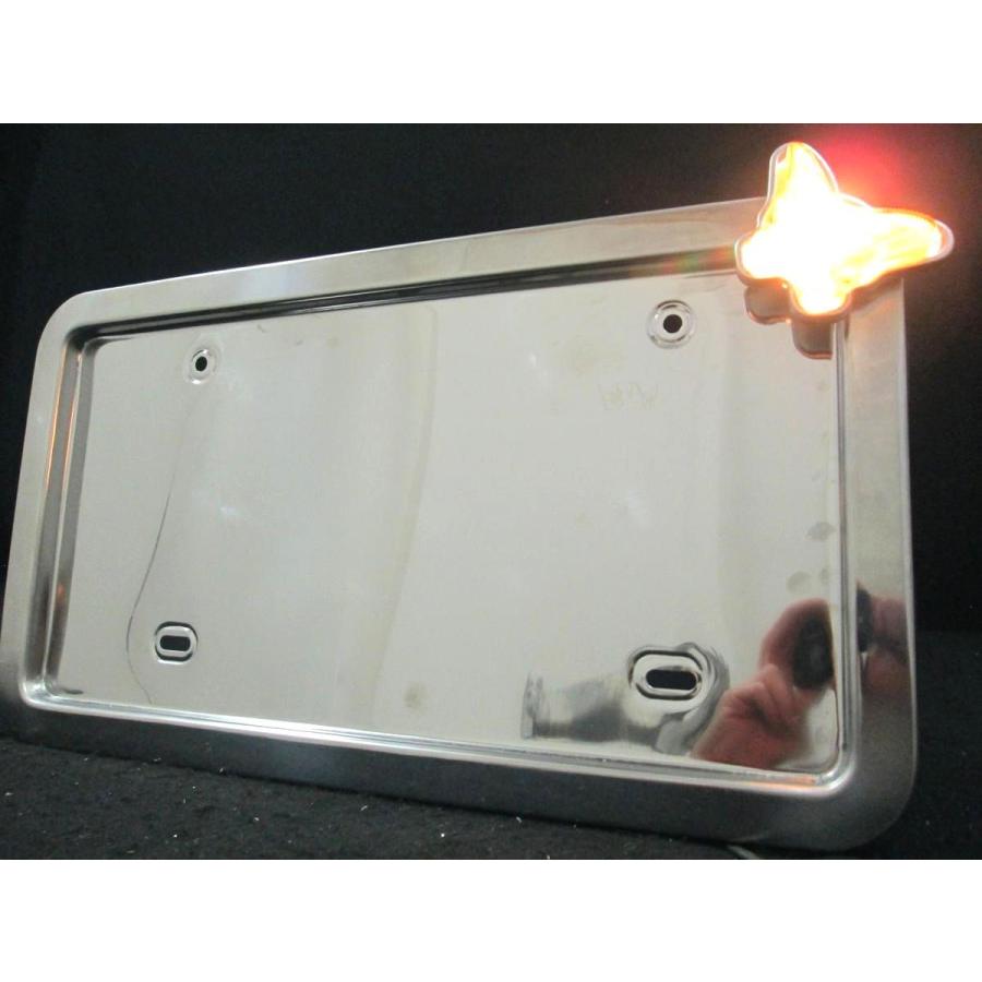 大型ナンバー枠 蝶マーカー付 イエロー（黄色） 24V ステンレス