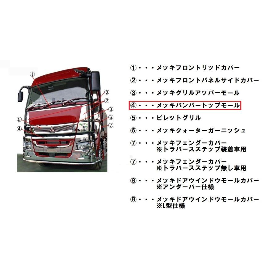 メッキバンパートップモール 3分割 三菱ふそう 大型 17スーパー