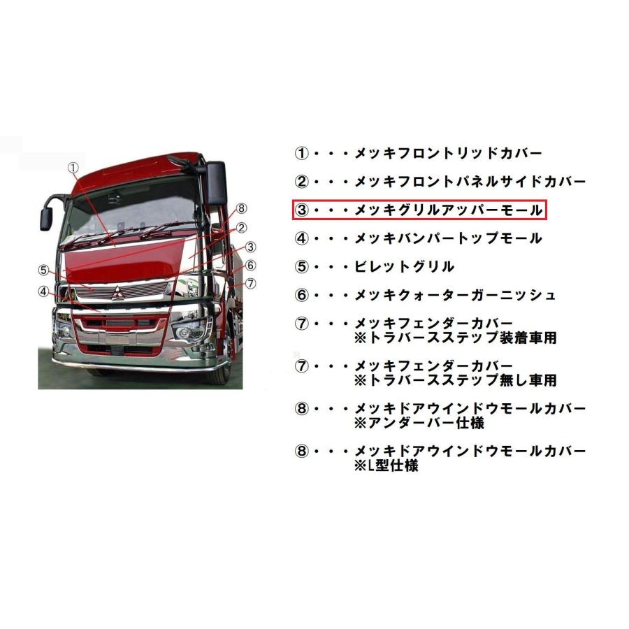 ATS メッキグリルアッパーモール 2分割 左右セット 三菱ふそう 大型 17