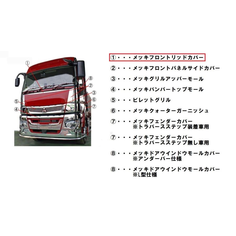 ATS メッキフロントリッドカバー 3分割 三菱ふそう 大型 17スーパー
