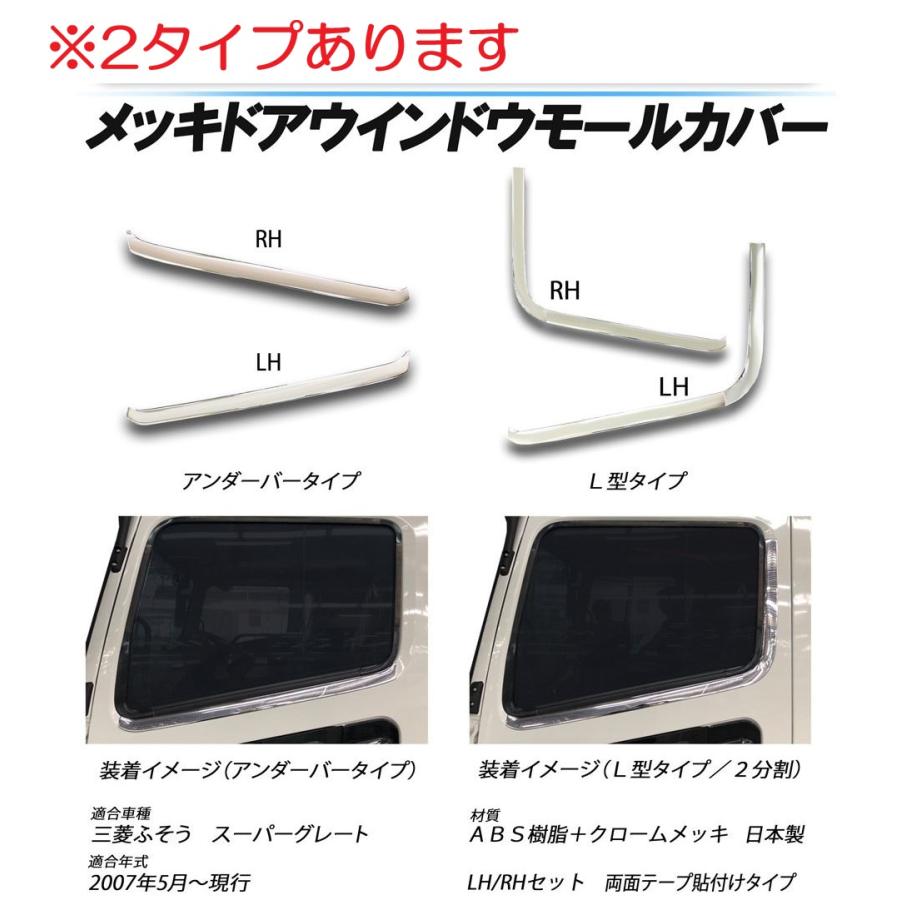 三菱ふそう スーパーグレート メッキウインドウモール 左右 未使用 ATS メッキドアウインドウモールカバー L型タイプ 左右セット 24/17/07