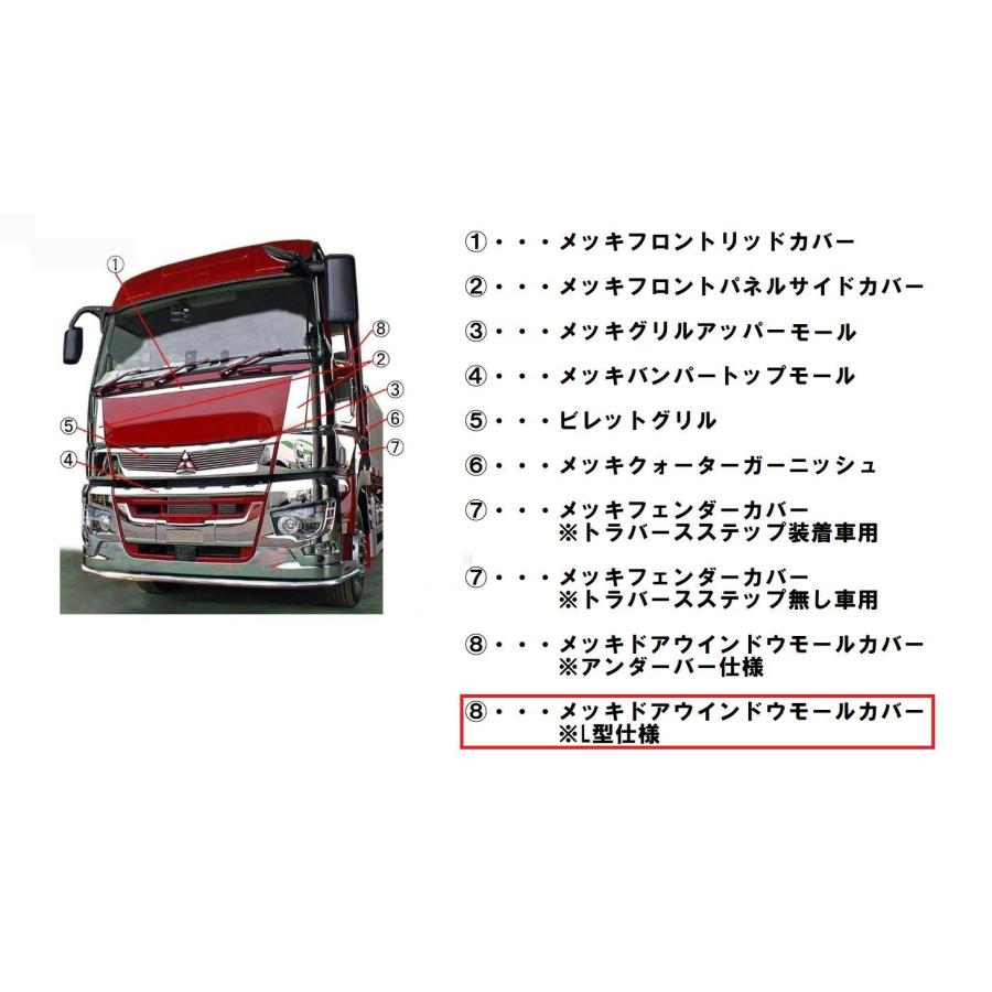 ATS メッキドアウインドウモールカバー L型タイプ 左右セット 24/17/07