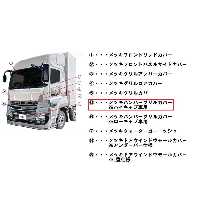 メッキバンパーグリルカバー 7分割 三菱ふそう 大型 24スーパー