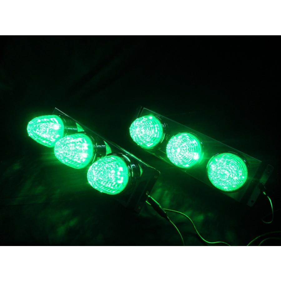 激光LEDバスマーカー3連車高灯 クリア/グリーン（緑） 2個1セット 24V