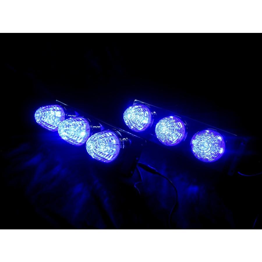 激光LEDバスマーカー3連車高灯 クリア/ブルー（青） 2個1セット 24V