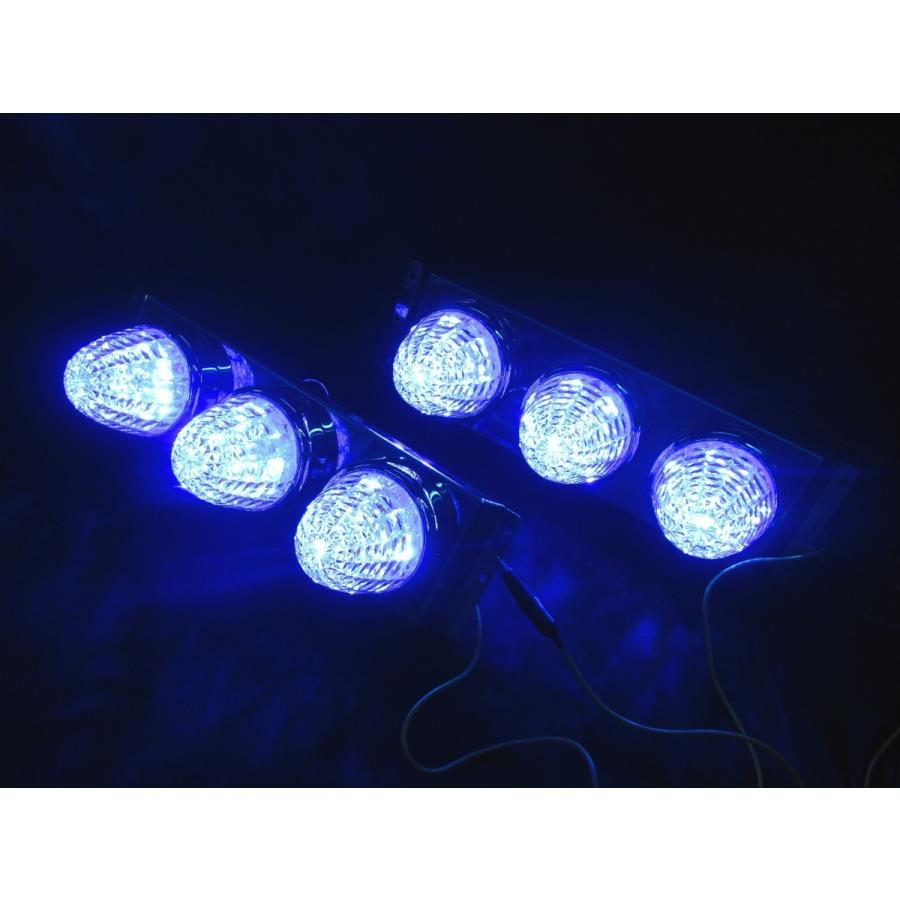 LED車高灯　マーカーランプ　3台分 激光LEDバスマーカー3連車高灯 クリア/クリスタルブルー（水色） 2個1