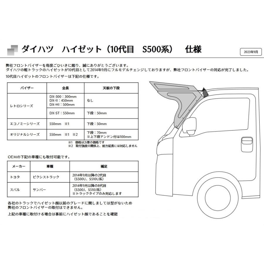 シモタニ製　軽トラ用　フロントバイザー　レトロシリーズ　DX-ST　鏡面仕様　キャリイ・ハイゼット対応｜aslanshop2580｜05