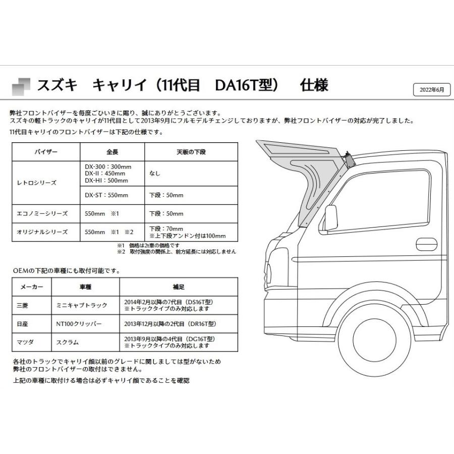シモタニ製　軽トラ用　フロントバイザー　レトロシリーズ　DX-II　鏡面仕様　キャリイ・ハイゼット対応｜aslanshop2580｜03