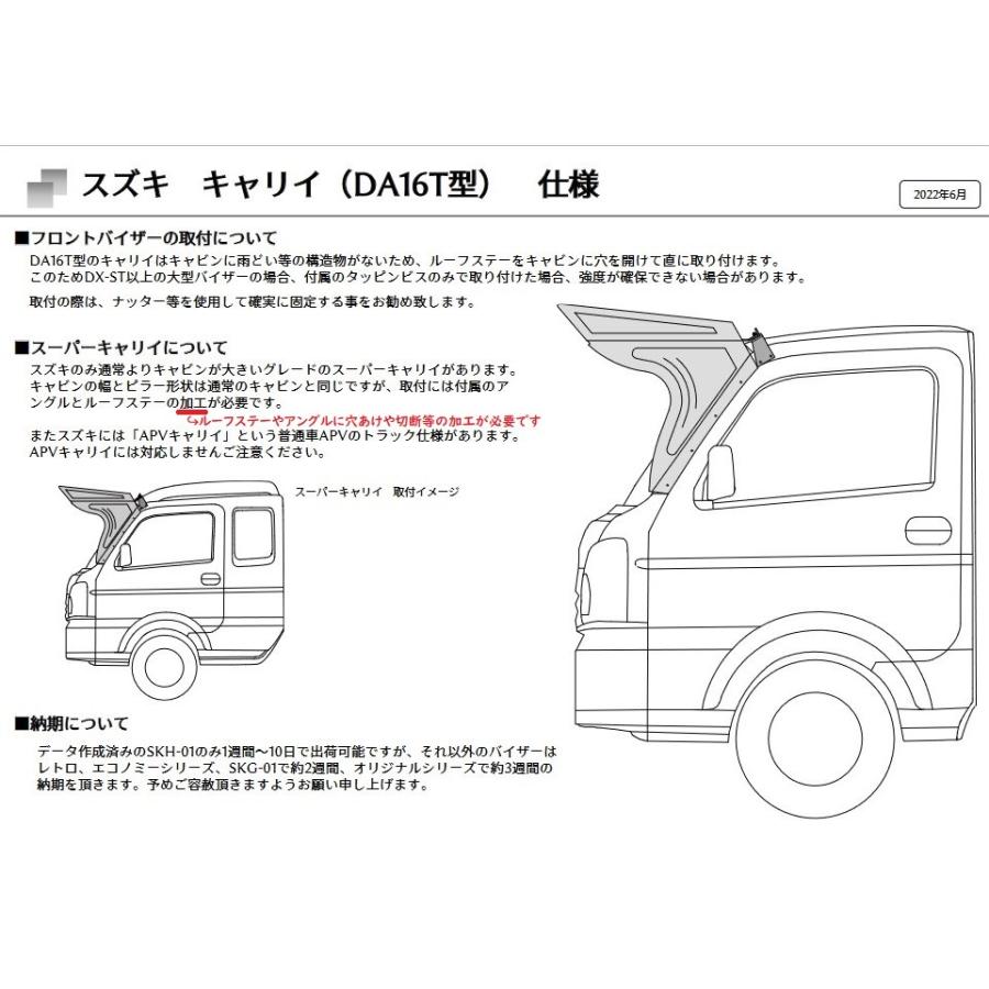 シモタニ製　軽トラ用　フロントバイザー　レトロシリーズ　DX-II　鏡面仕様　キャリイ・ハイゼット対応｜aslanshop2580｜04