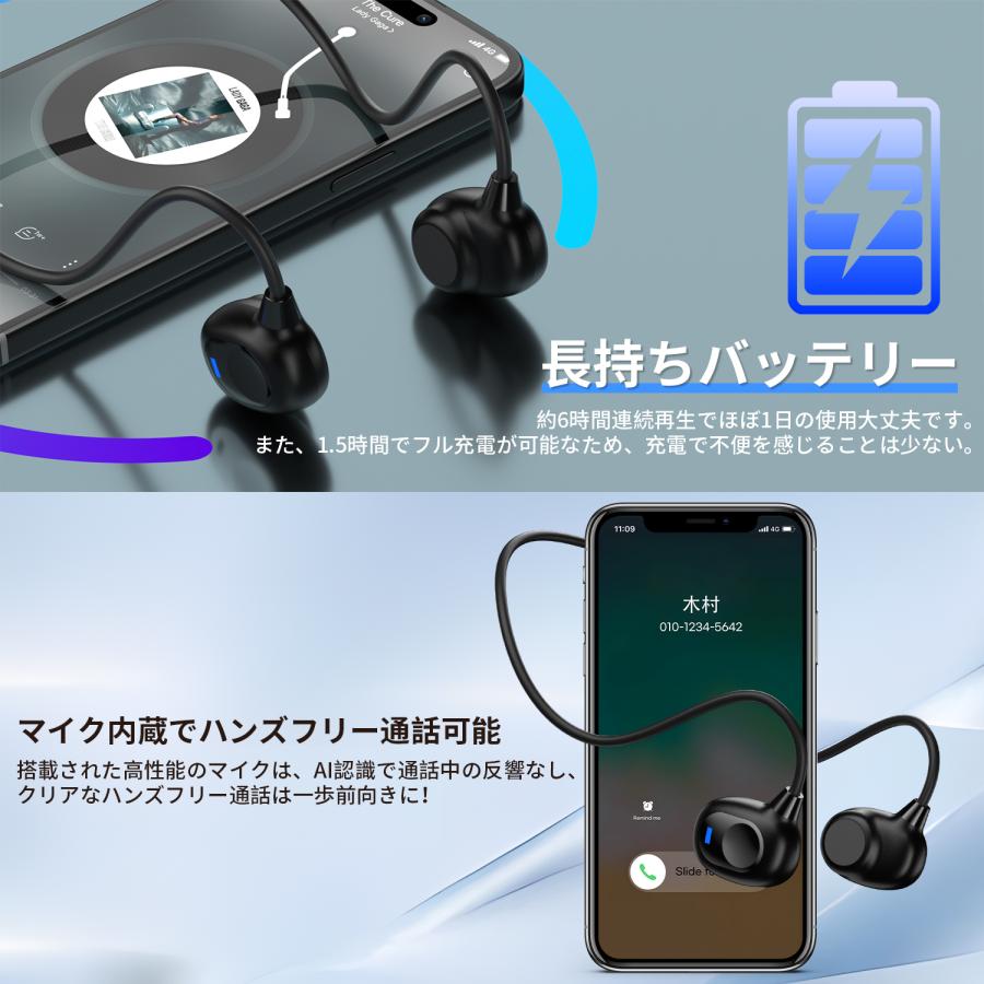 WAPIK 骨伝導イヤホン ワイヤレスイヤホン 耳を塞がない