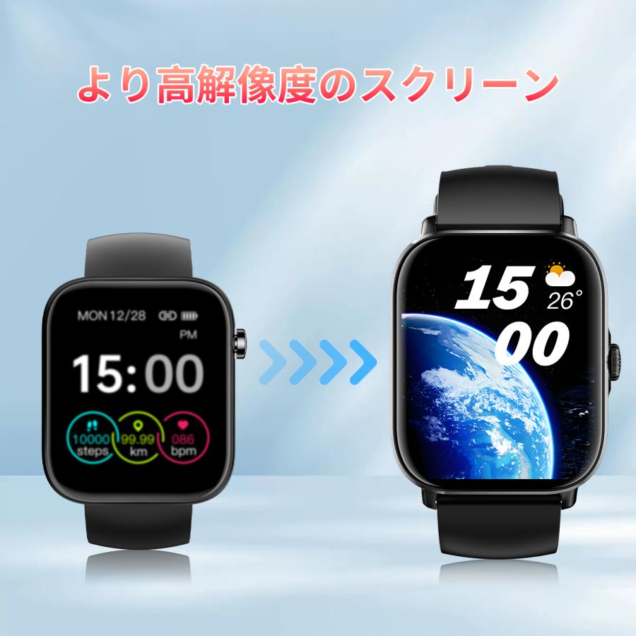 WAPIK スマートウォッチ 2代目X3 1.91インチ画面 通話機能 歩数