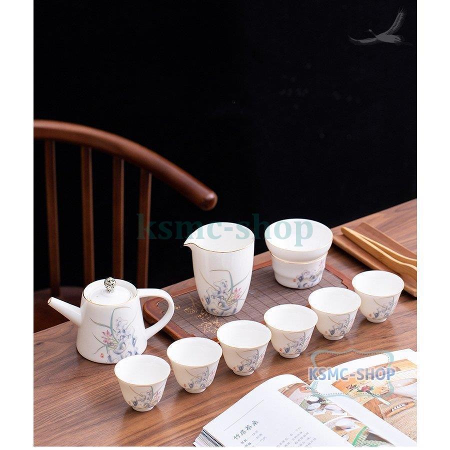 定価 中国の白い磁器のお茶セット 家庭の居間カンフーのお茶セット オフィスの陶器工芸品の贈り物父の日ギフト Wantannas Go Id