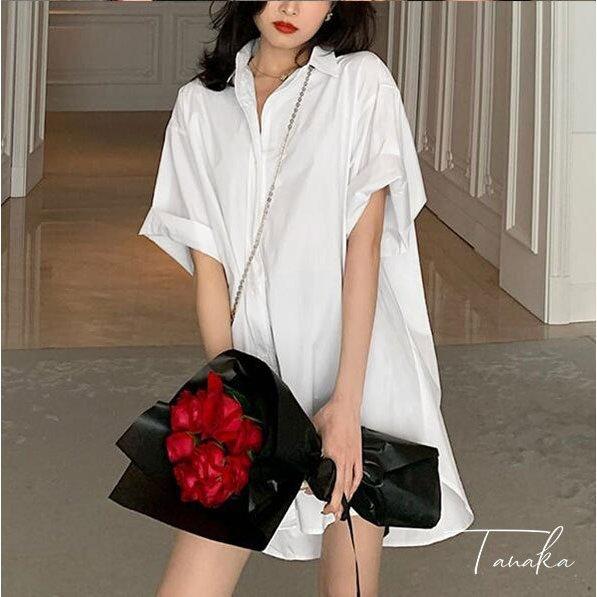 注目 無地シャツブラウス 通勤 通学 羽織 着痩せ ワンピース シャツワンピース レディース 韓国羽織 白 可愛い 普段着 部屋着 ゆったり 21 半袖 カラー 薄ブルー Www We Job Com