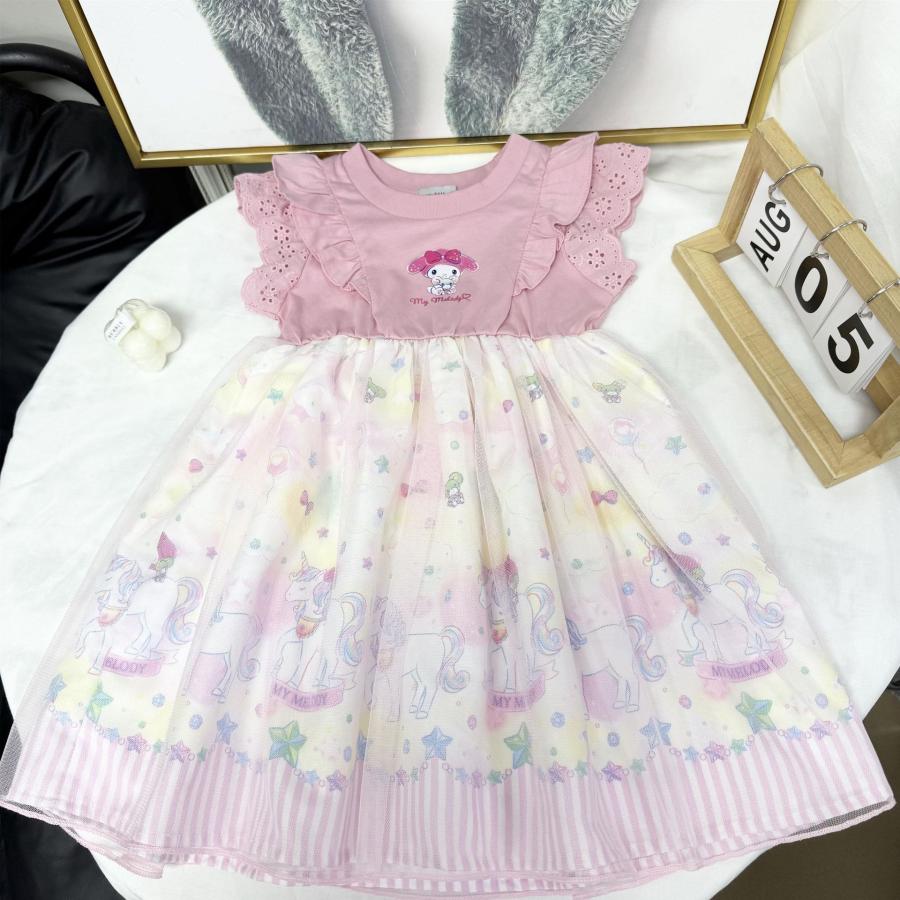 クロミ マイメロ シナモン 子供服 ワンピース 半袖 夏服 プリンセス
