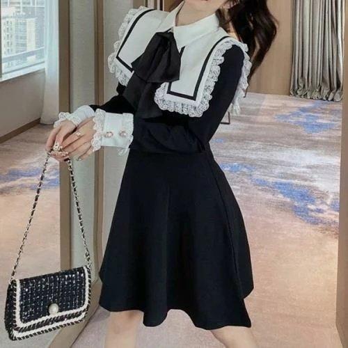 日本正規品 参戦服 地雷系 原宿系 やみかわいい ゆめかわいい 韓国 お嬢様 量産型 ロリータ ゴシック ゴスロリ ミニワンピ ワンピース 無地 ショート丈 長袖 冬 秋 襟付き 半袖 Color ブラック Www We Job Com