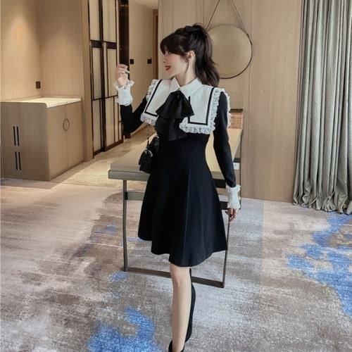 日本正規品 参戦服 地雷系 原宿系 やみかわいい ゆめかわいい 韓国 お嬢様 量産型 ロリータ ゴシック ゴスロリ ミニワンピ ワンピース 無地 ショート丈 長袖 冬 秋 襟付き 半袖 Color ブラック Www We Job Com