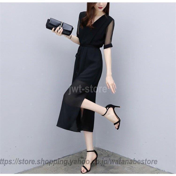 ランキング第1位 無地 半袖 膝丈ワンピース 夏 40代 きれいめ レディース ワンピース Vネック 着痩せ 上品 Ol 大人 通勤 オシャレ 韓国風 パーティードレス シフォンワンピース ワンピース サイズ S Www We Job Com