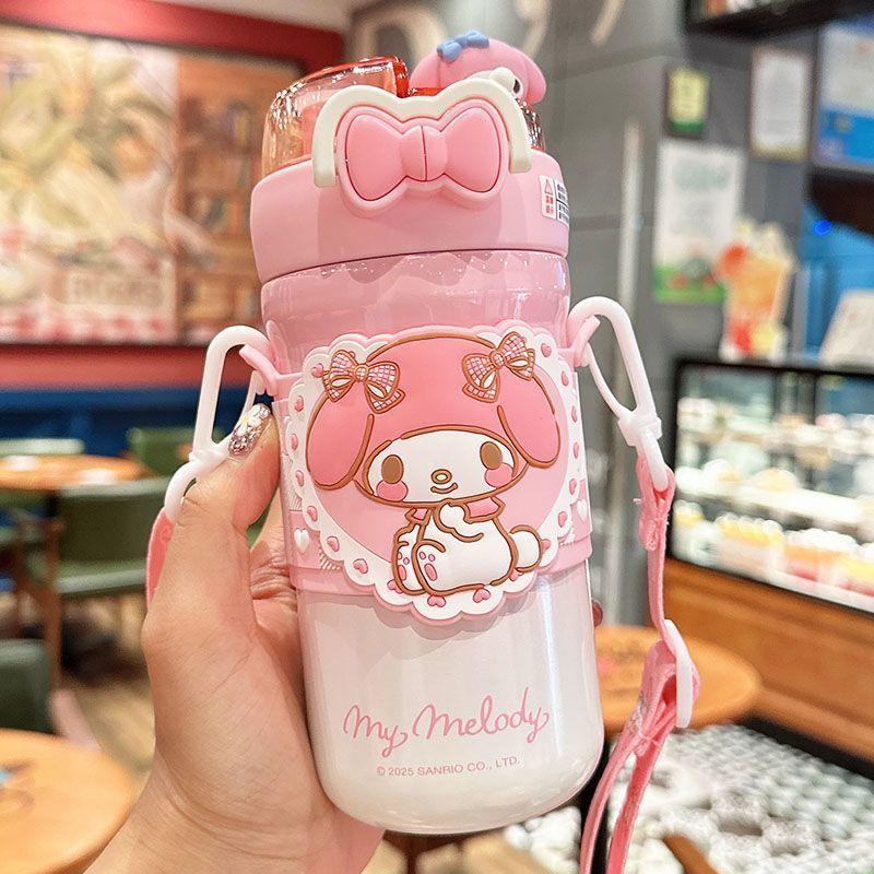 OFF-WHITE クロスアローロゴ水筒　ロングストラップ付き クロミ 水筒 子供用 520ml ストロー付き 2WAY 直飲み ステンレス 316