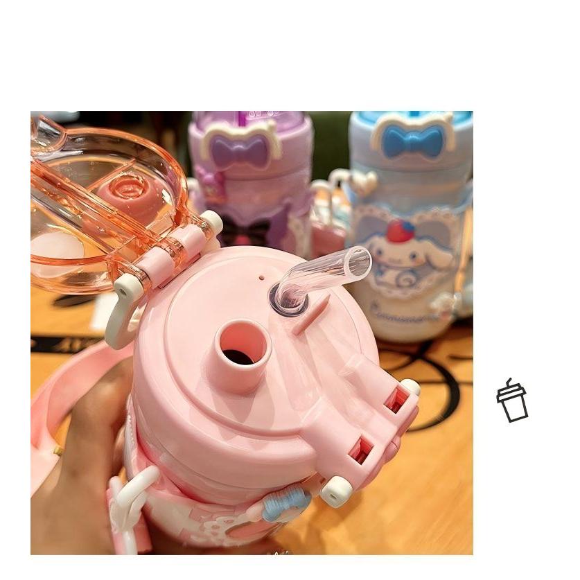 OFF-WHITE クロスアローロゴ水筒　ロングストラップ付き クロミ 水筒 子供用 520ml ストロー付き 2WAY 直飲み ステンレス 316