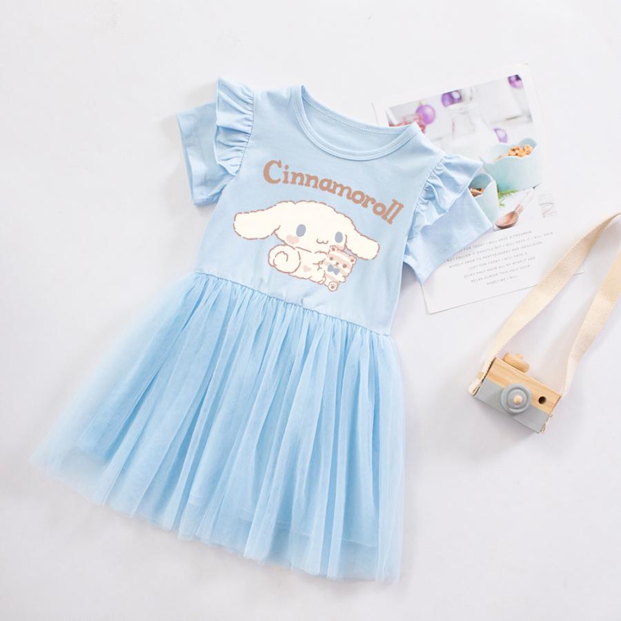 シナモロール ワンピース 女の子 夏服 半袖 プリンセスドレス 韓国風