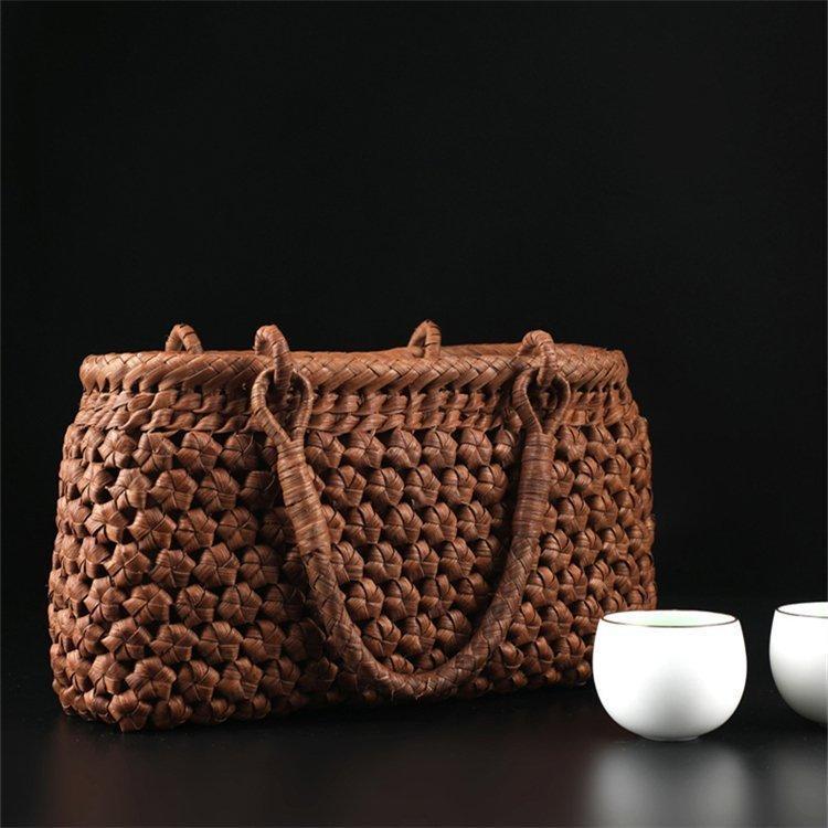 六角花結び編み 山葡萄 かごバッグ 着物 籠 バッグ 蔓 バック かご 巾着 六角花結び編み 山葡萄 かごバッグ やまぶどう 山ぶどう カゴバッグ