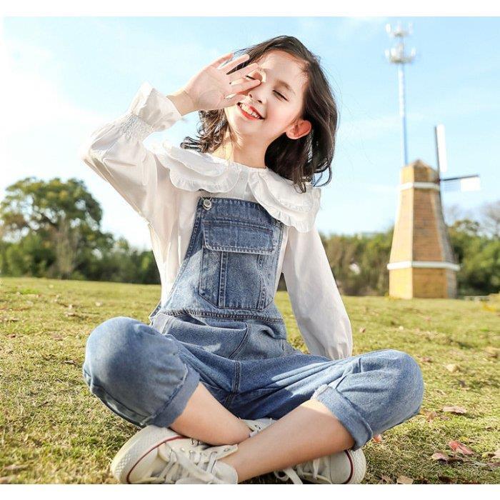 セットアップ 可愛い 春服 オシャレ 女の子 2点セットシャツ デニムオーバーオール 韓国子供服 キッズ ガールズ パンツセット お洒落 お出かけ 通学 普段着 オーバーオール サイズ 140 14newton Com