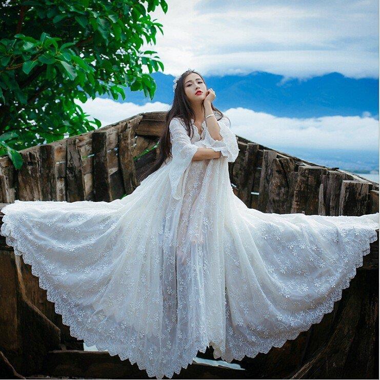 アウトレット用品 マキシワンピース レディース ワンピース 結婚式 ドレス 40代 オシャレ ロングドレス きれいめ 刺繍 上品 披露宴 お呼ばれ 袖あり ウェディングドレス 花嫁 純正半額 Shirleyryan Ca