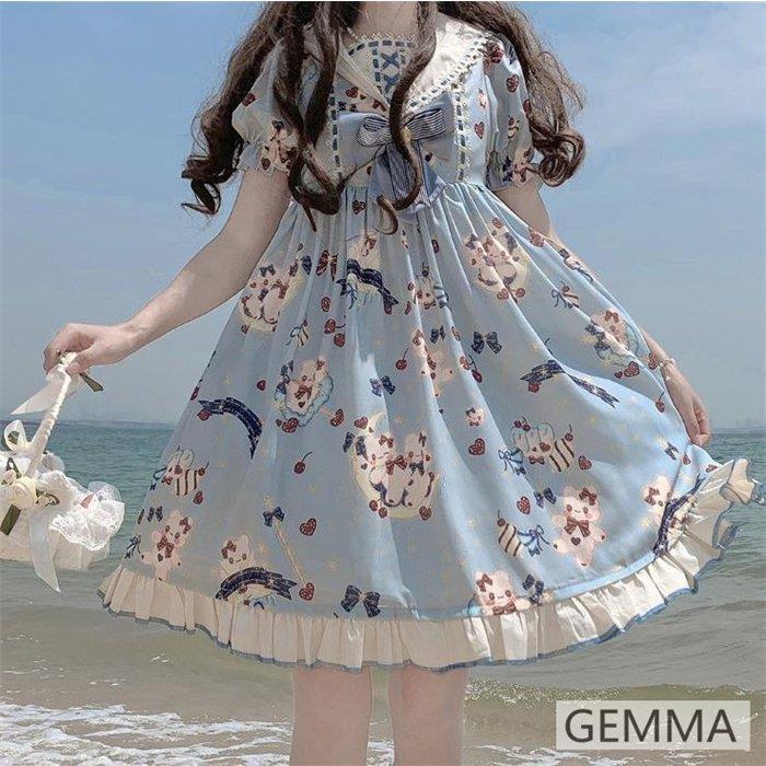 超歓迎 妹 女子中高生 Lolita 女の子 熊 可愛い ワンピ ロリータ風 二次元 ワンピース お茶会 ワンピース ロリータ 日常 夏 半袖ワンピース ワンピース チュニック Saveoursaviours Com