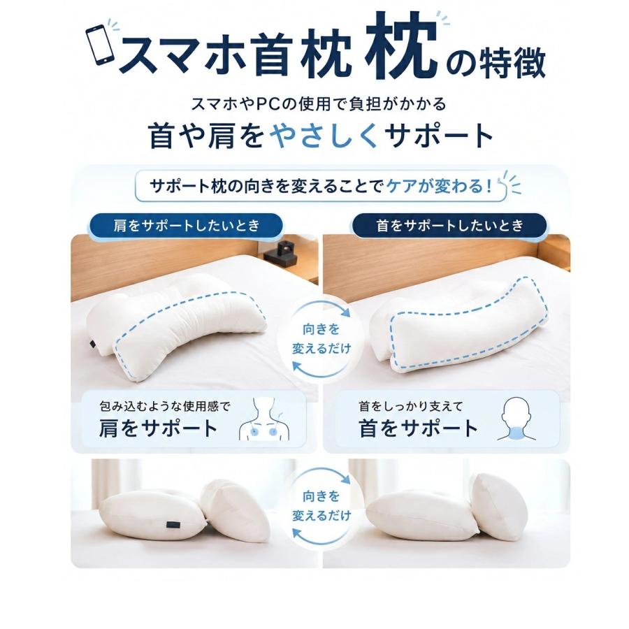 枕 まくら やわらかめ スマホ首枕 ＜しっかりタイプ＞頸椎サポート