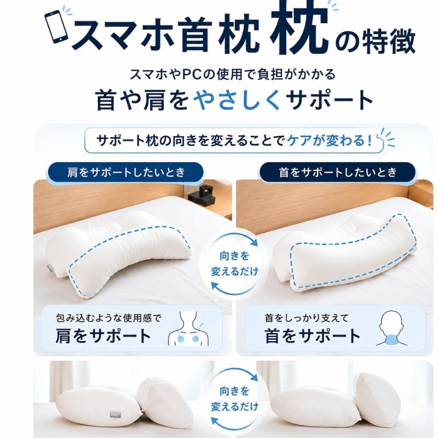 枕 まくら やわらかめ スマホ首枕 ＜しっかりタイプ＞頸椎サポート