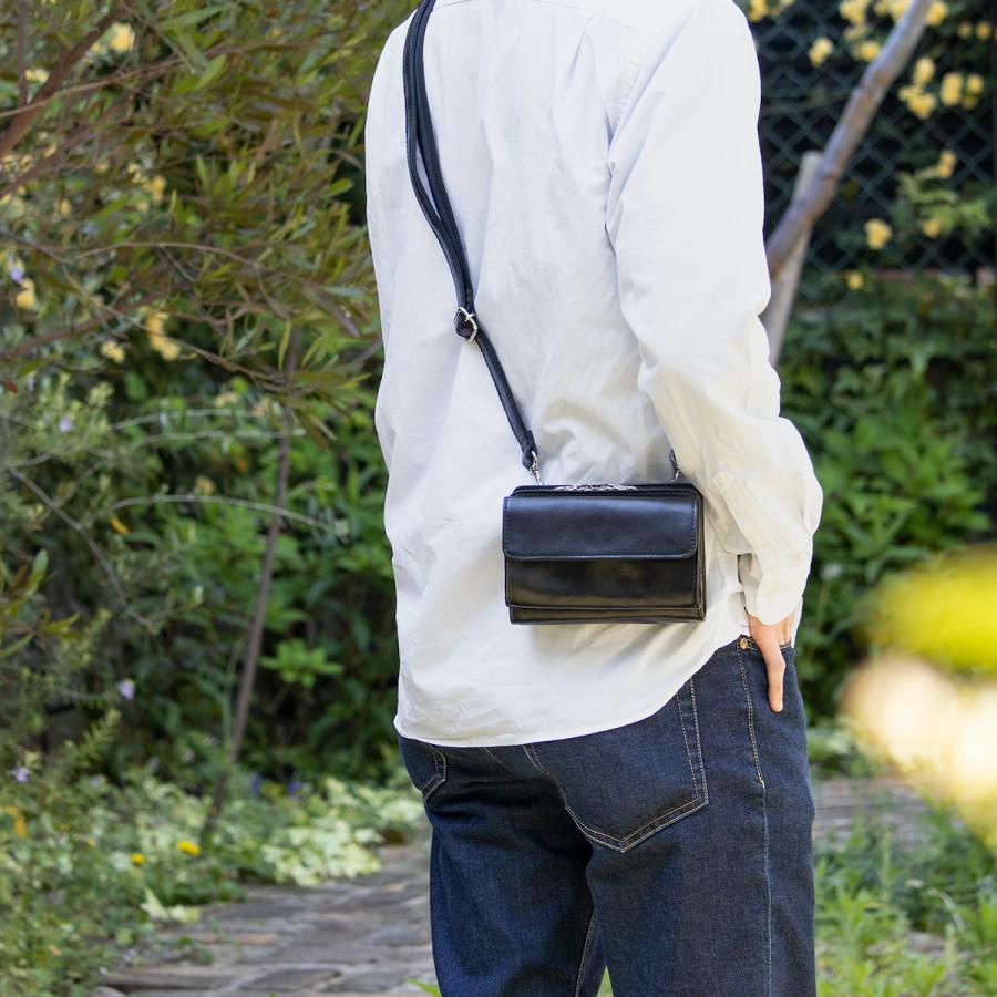 aso 【決算セール】 ショルダーバッグ 革 メンズ 斜めがけ 2way ベルト