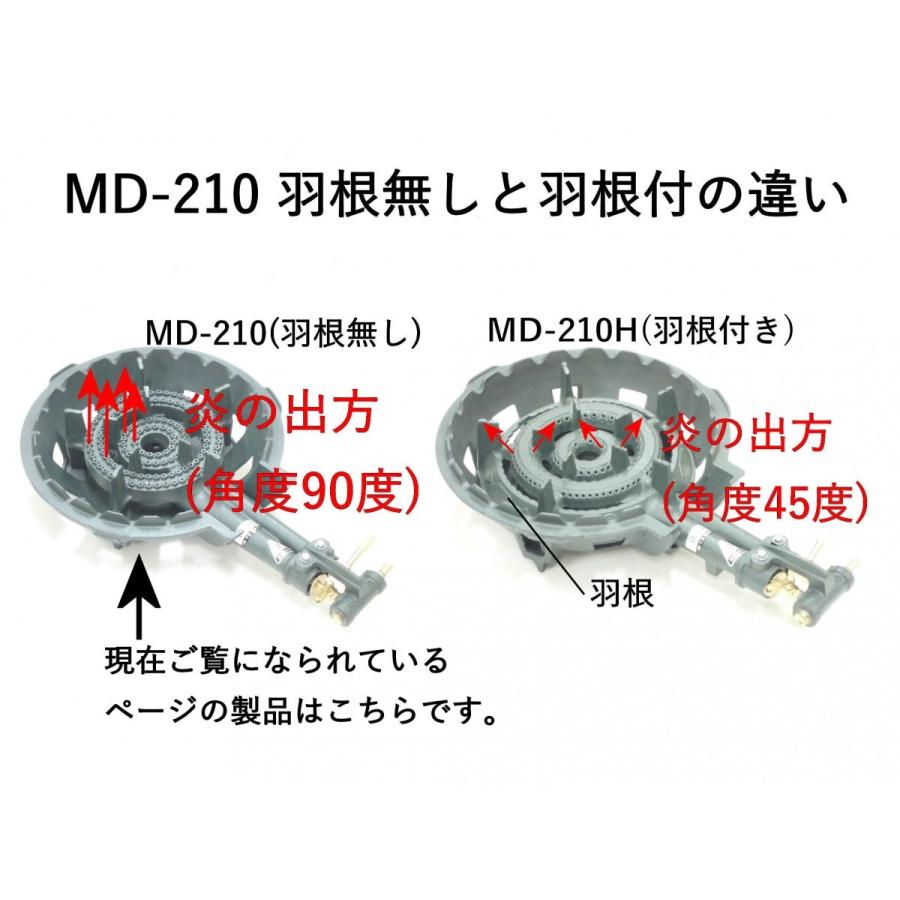 鋳物コンロ MD-210 LP(プロパンガス)用 二重型羽根なし・種火