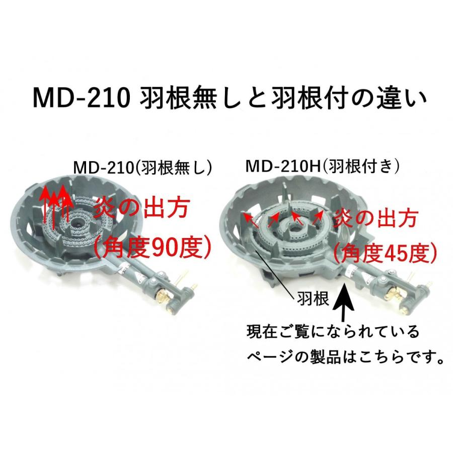 鋳物コンロ MD-210H 13A・12A(都市ガス)用 二重型羽根付・種火 鋳物コンロ MD-210H 13A・12A(都市ガス)用 二重型羽根付・種火