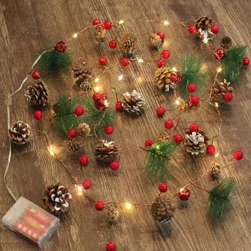 早割、期間限定　イルミネーションライト　ストリングライト　クリスマス　ライト　20 LED 電池式　/サンタクロース 3M　/松葉松かさ 2.4M　/鈴 3M |  | 04