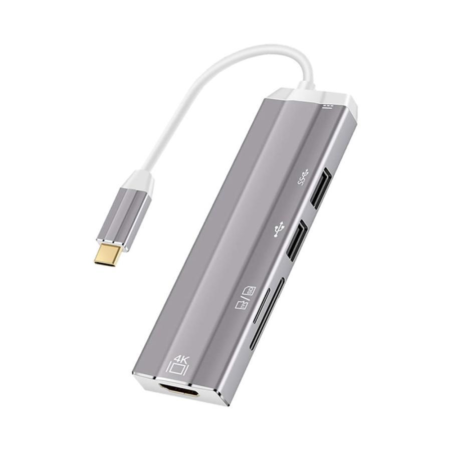 USB C ハブ USB Type C 変換 アダプタ HDMI  高速データ 転送 アルミニウム合金製 高解像度 4K USB3.0, USB2.0 SD MicroSD DOCK6IN1｜aspace｜05