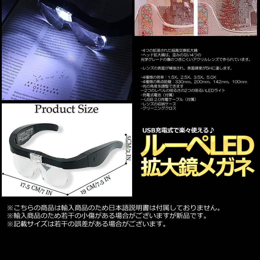 ルーペ LEDメガネ ヘッドルーペ レンズ 1.5倍 2.5倍 3.5倍 5倍 レンズ