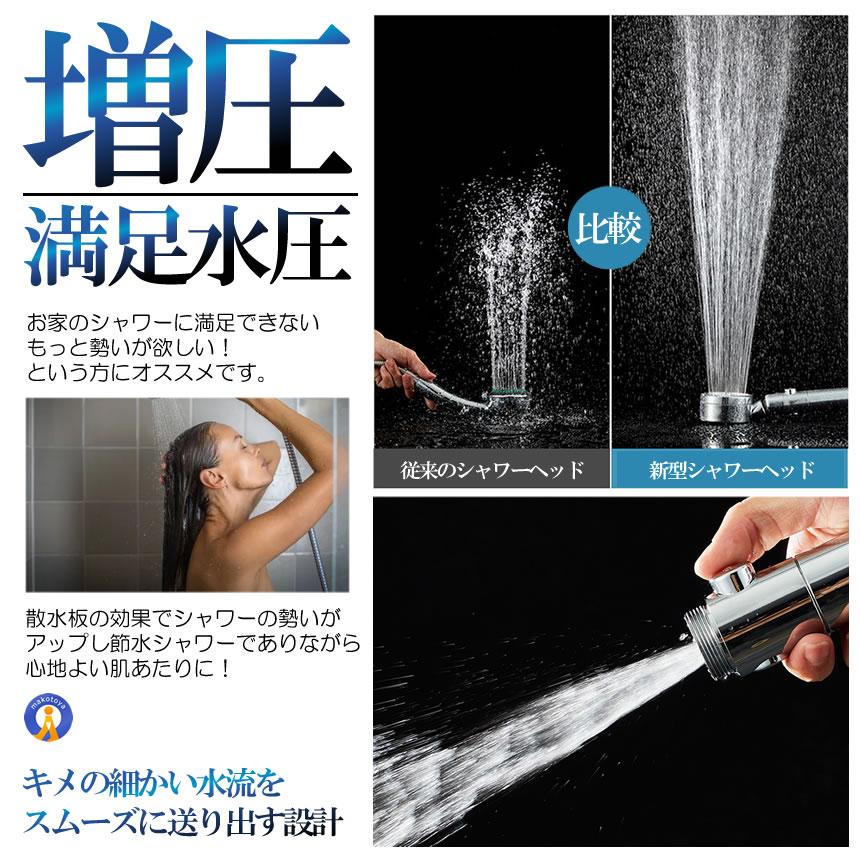 シャワーヘッド 節水 3段階 シャワー 交換 増圧 美容 水圧 強い 水流