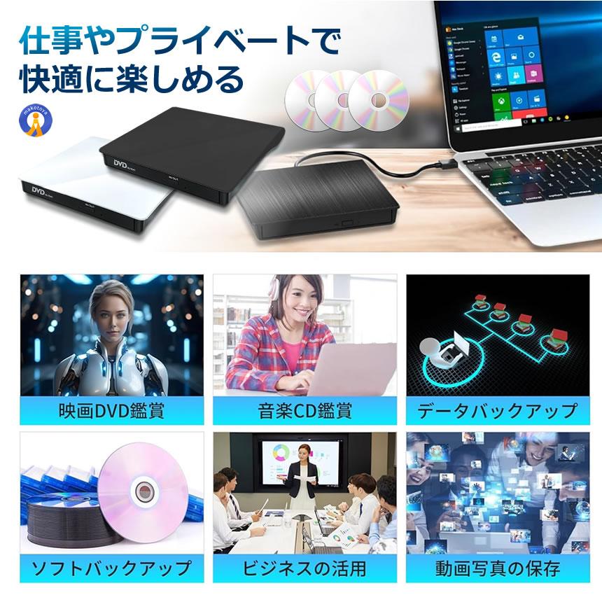 外付けDVDドライブ 高速処理 8X DVD& 24XCD 光学ドライブ 読取 書込可