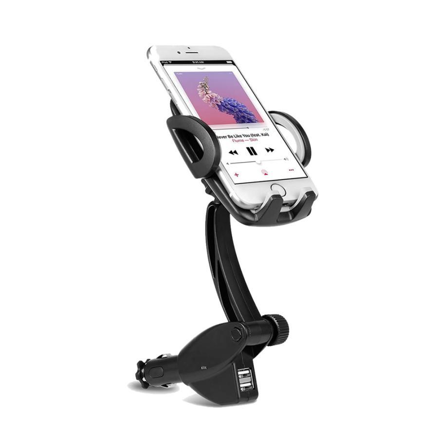 スマホスタンド 車 オートホールド USBポート付き シガーソケット 片手