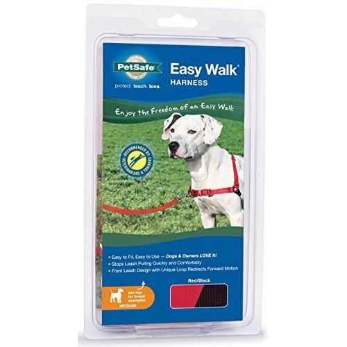 Petsafe イージーウォークハーネス 犬 ハーネス 中型犬 引っ張り防止 調整簡単 抜けない 耐久性が高い M 赤 黒 赤 黒 M サイズ ハーネスリード
