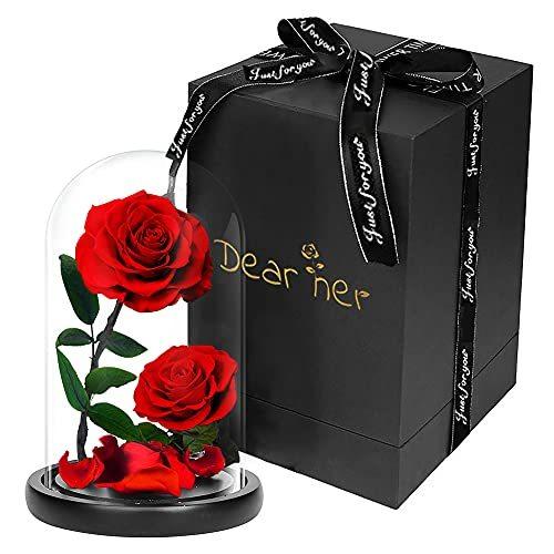 超激安新品 セール Luckystar Beauty And The Beast Rose本物のバラで手作り保存花 枯れない花 永遠の花 1輪 ガラスギフトボックス入りプ お買い上げ Ilmukelautan Trunojoyo Ac Id