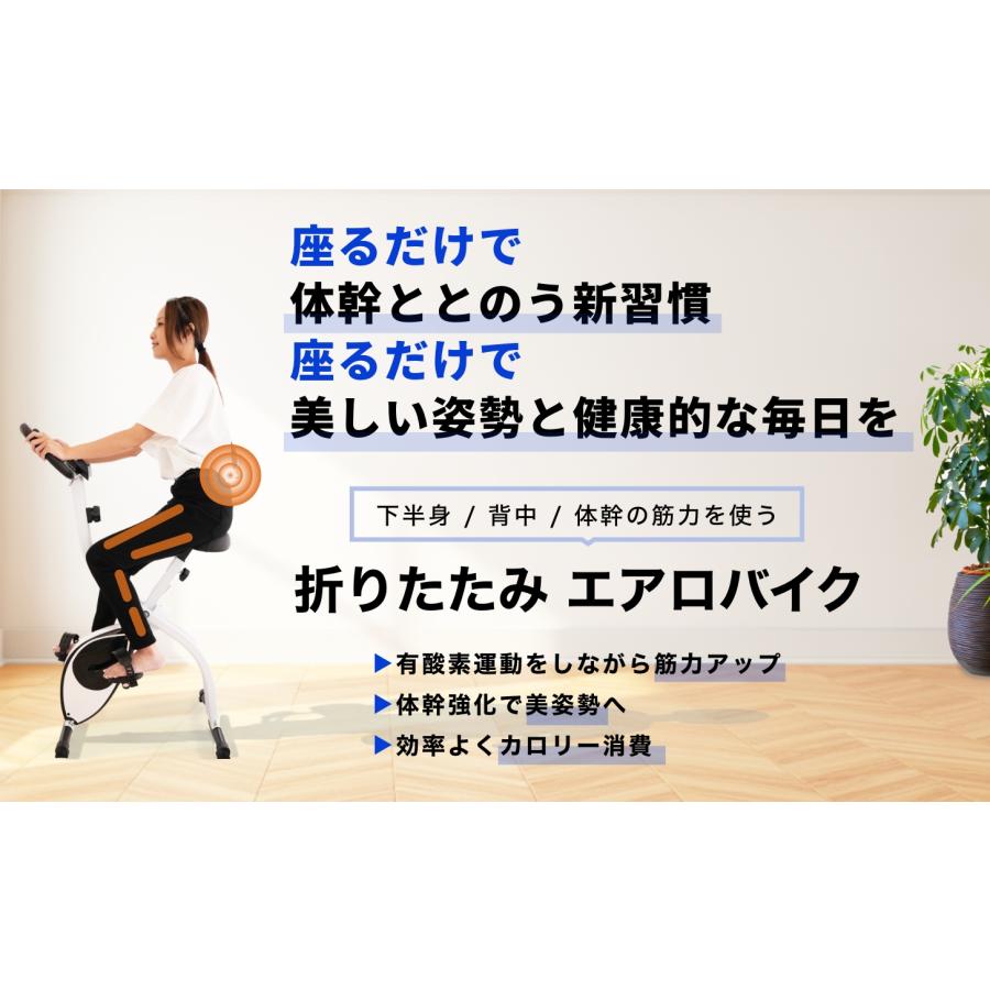 理学療法士監修】 エアロバイク 折りたたみ 静音 フィットネスバイク
