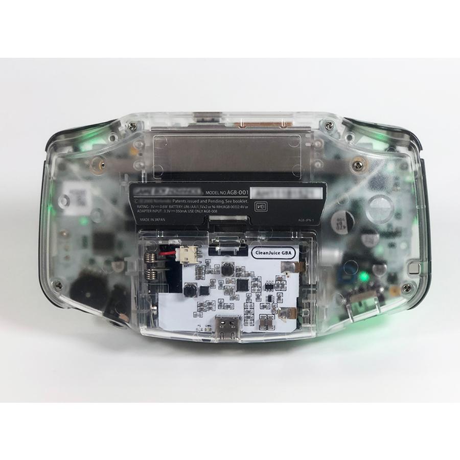 GBAフルカスタム Funnyplaying IPS液晶 正規品 クリアーシェル CleanLight(LED)緑+オーディオアンプ+ノイズ除去+USB type-c バッテリー内蔵 送料無料 |  | 04
